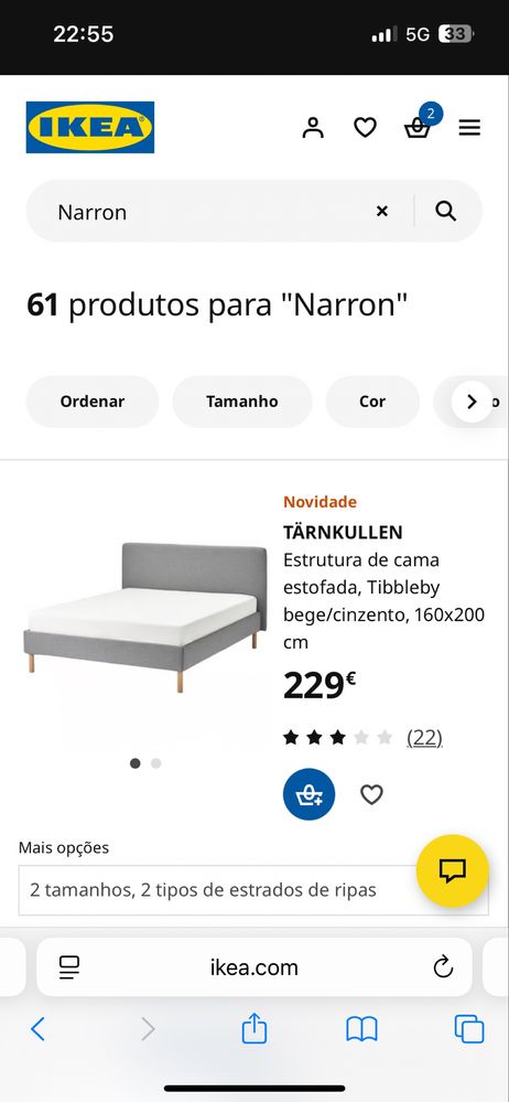 Came e colchão IKEA 160x200