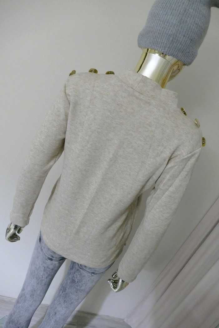 Cocomore bezowy pół golf sweterek z złotymi guzikami M-L