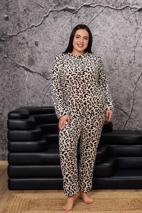 Батальні махрові жіночі пижами, 2XL, 3XL, 4XL