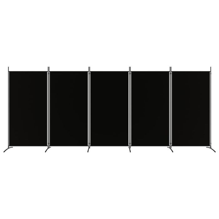 vidaXL Parawan 5-panelowy, czarny, 433x180 cm, tkanina