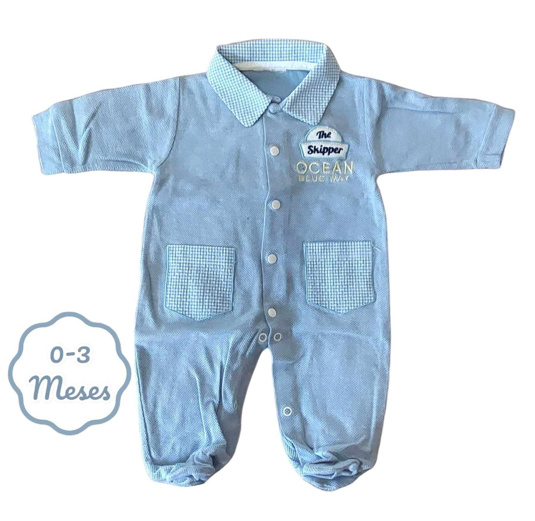Babygrow Azul Xadrez 0-3 meses