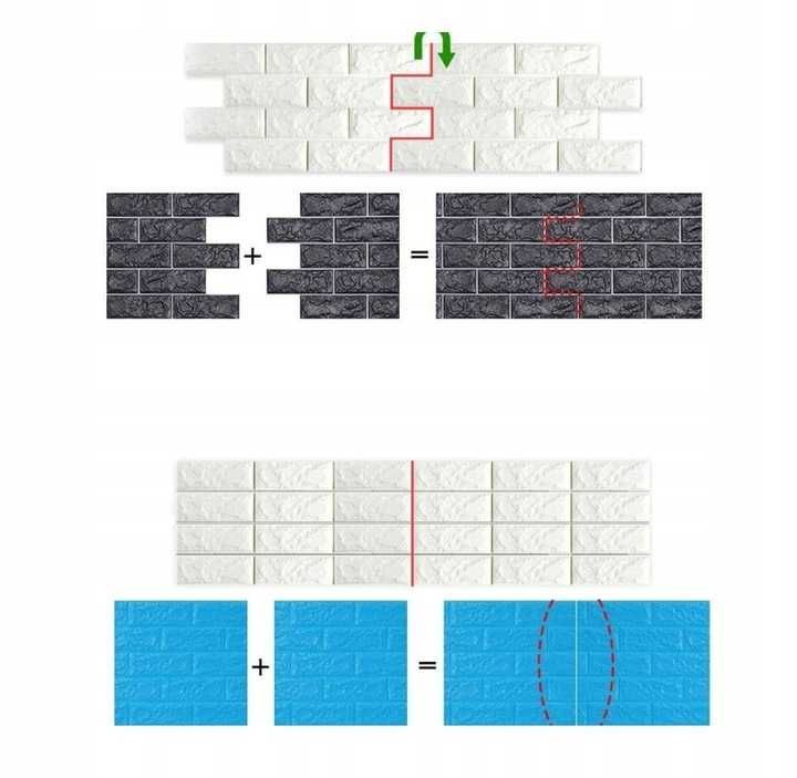PANELE SAMOPRZYLEPNE ścienne czarna cegła 3d 10szt