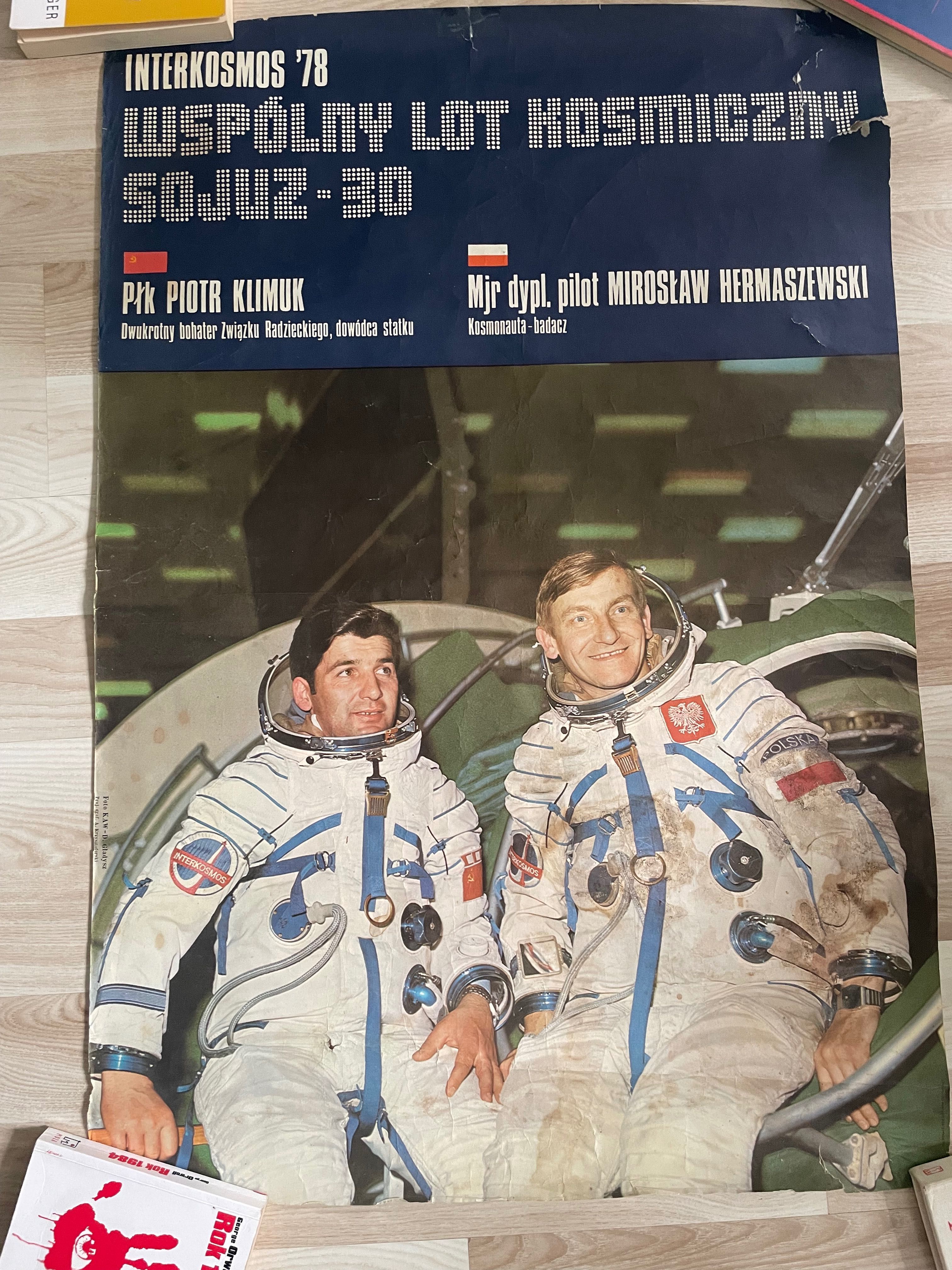Plakat PRL Interkosmos 78 Hermaszewski Lot kosmiczny Sojuz vintage
