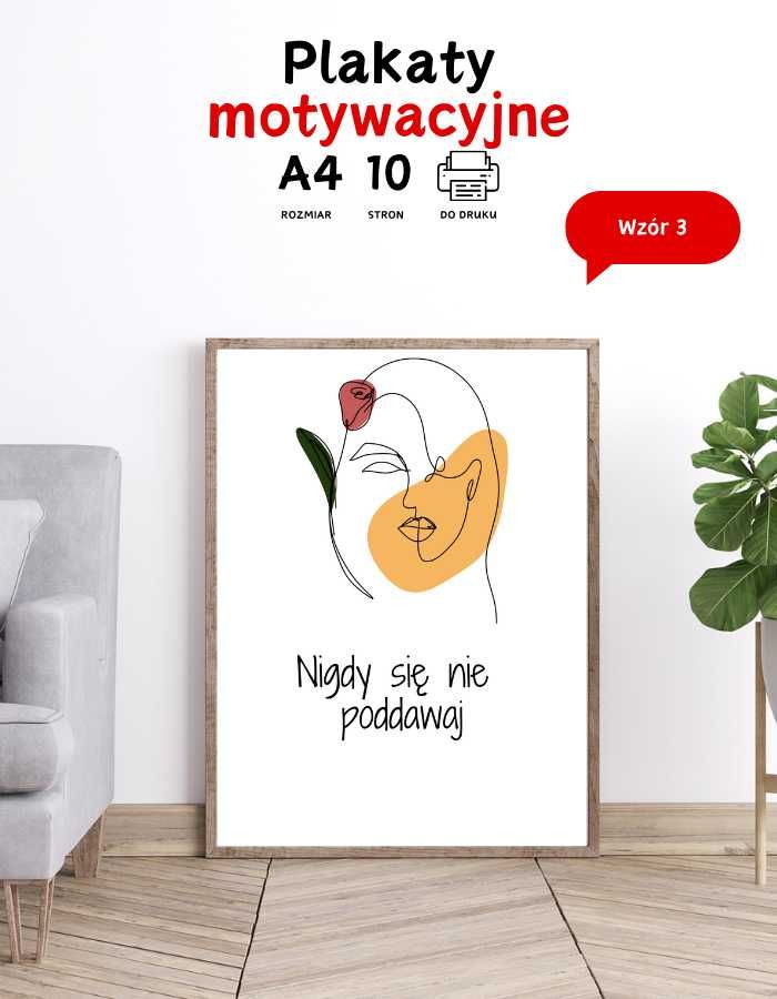 Plakaty motywacyjne na ścianę Line ART do biura A4 do druku