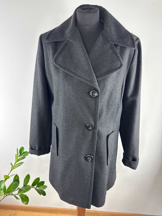 Grafitowy wełniany płaszcz kurtka Nine West rozmiar M