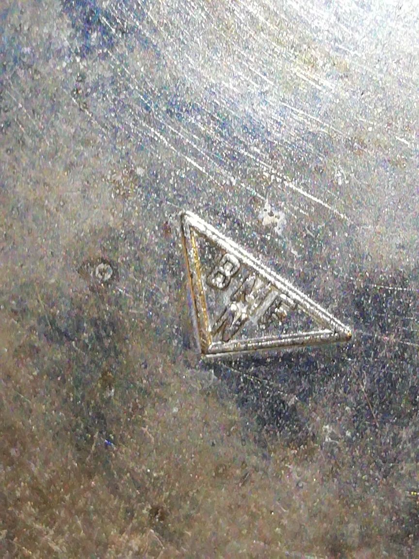 kufel z pokrywką stary szkło metal