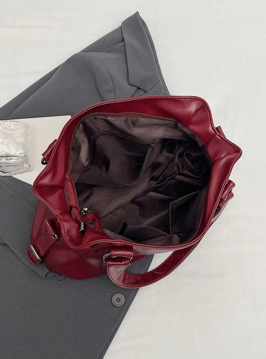 !OKAZJA! Nowa burgundowa torebka podróżna duża elegancka na laptopa