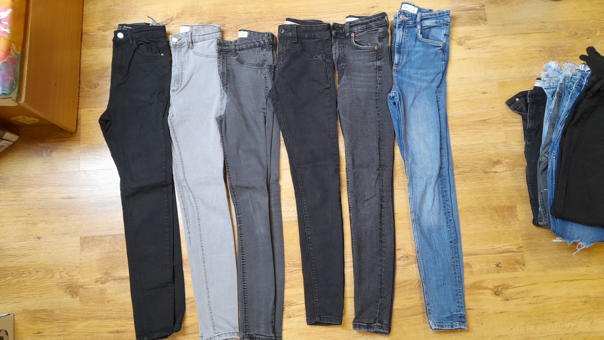 Zara 32 bershka stradivarius spodnie skinny high warstwa 6 sztuk