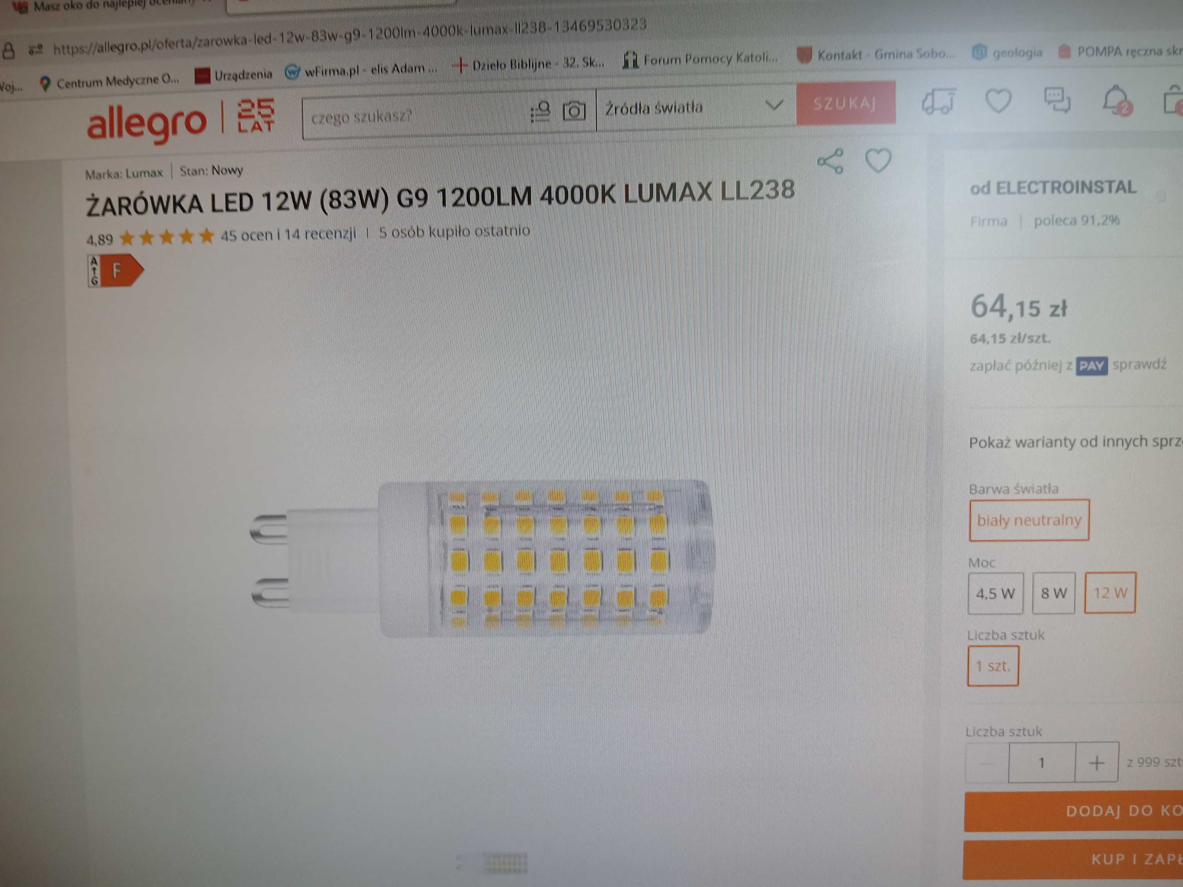 5 sztuk - Żarówka LED G9 1200lm LUMAX LL238