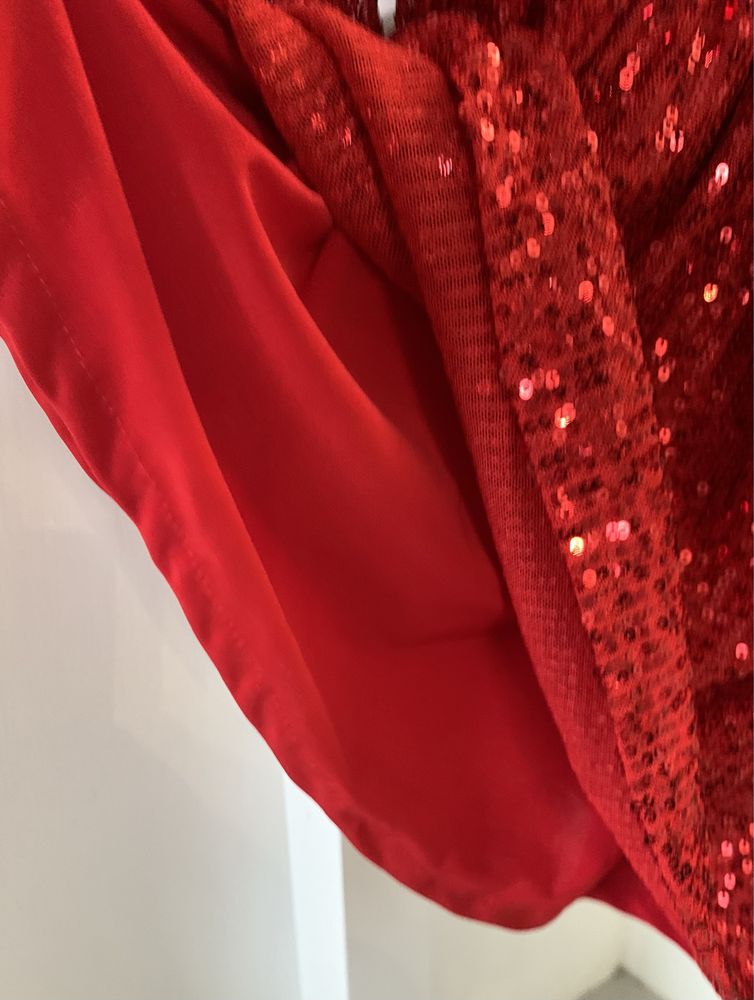 Kombinezon sukienka uni czerwony  cekiny karnawał sylwester M L XL XXL