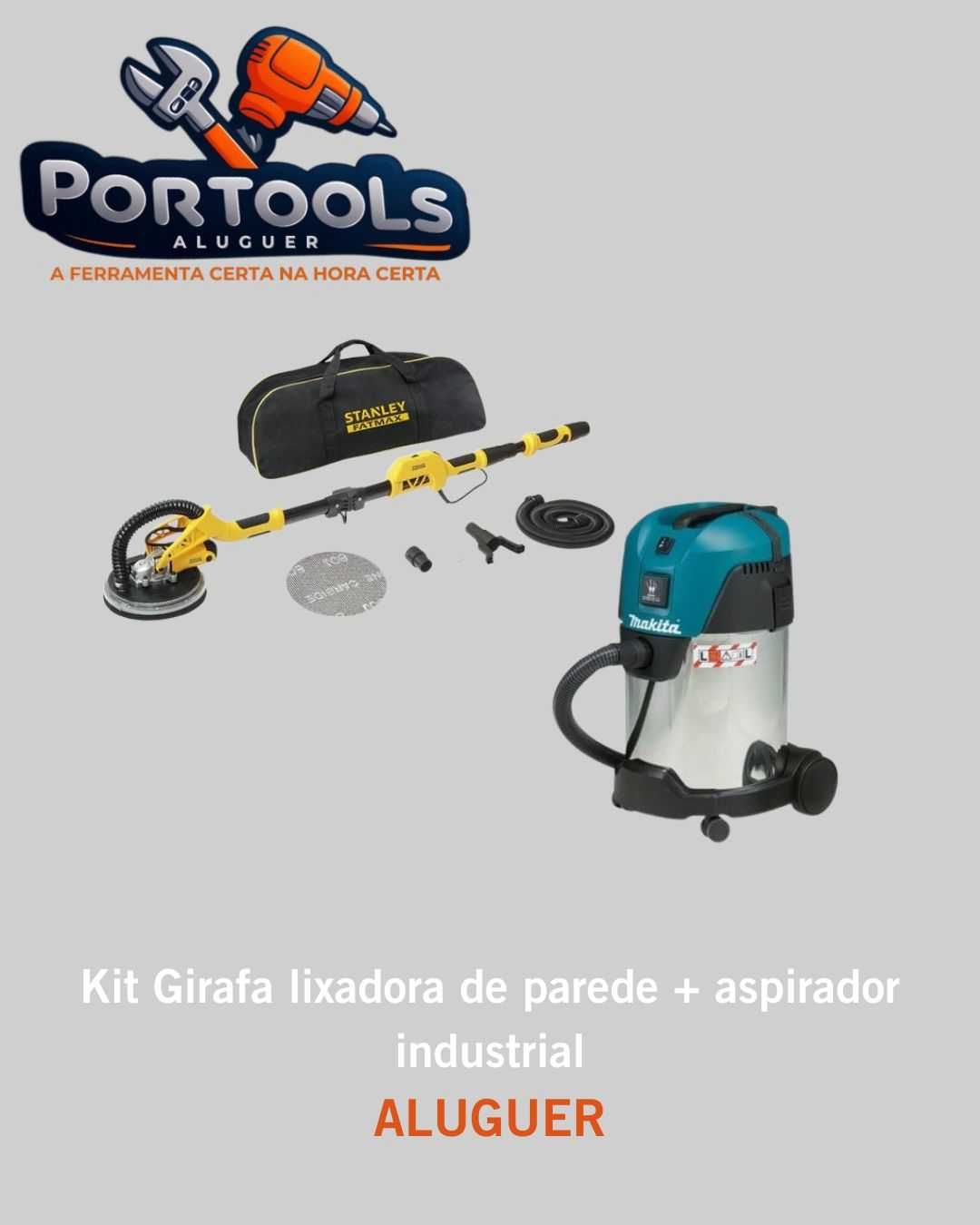 Aluguer - Combo lixadora de parede Girafa e aspirador industrial