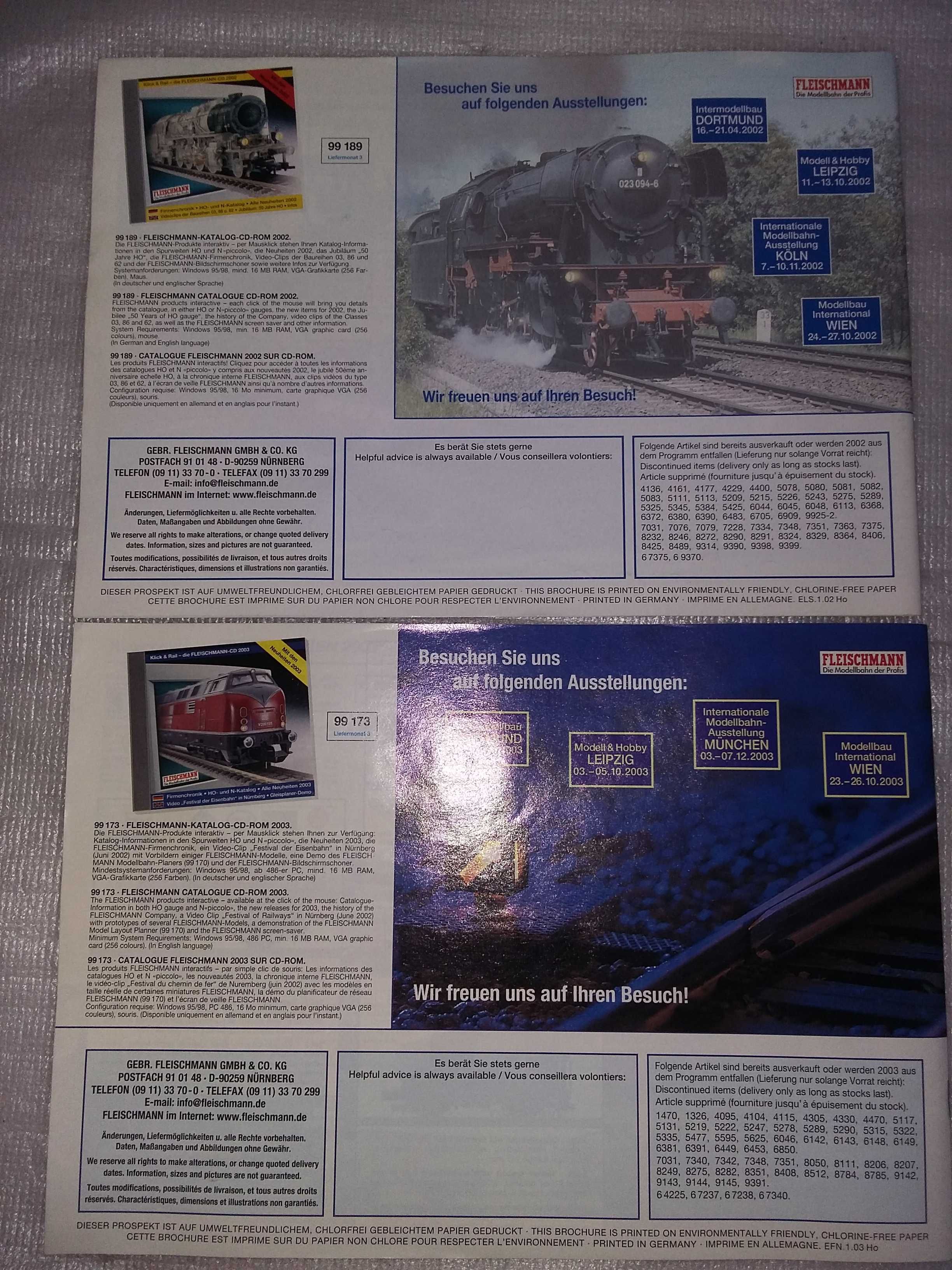 Katalogi 2002,2003 rok o kolejkach elektrycznych Fleischmann skala H0