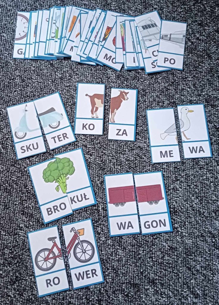 Nowe sylaby puzzle dwuelementowe