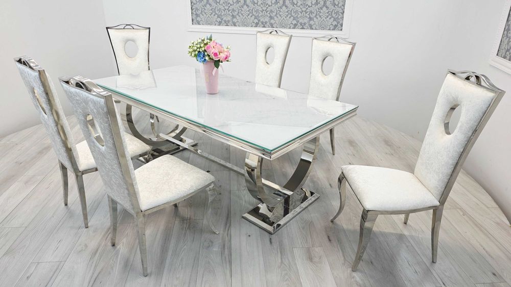 Jadalnia Glamour – Stół Omega Decor 200x100 + 4 Krzesła Victoria