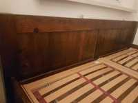 Łóżko z drewna sosnowego (kolor venge) z regulowanym stelażem