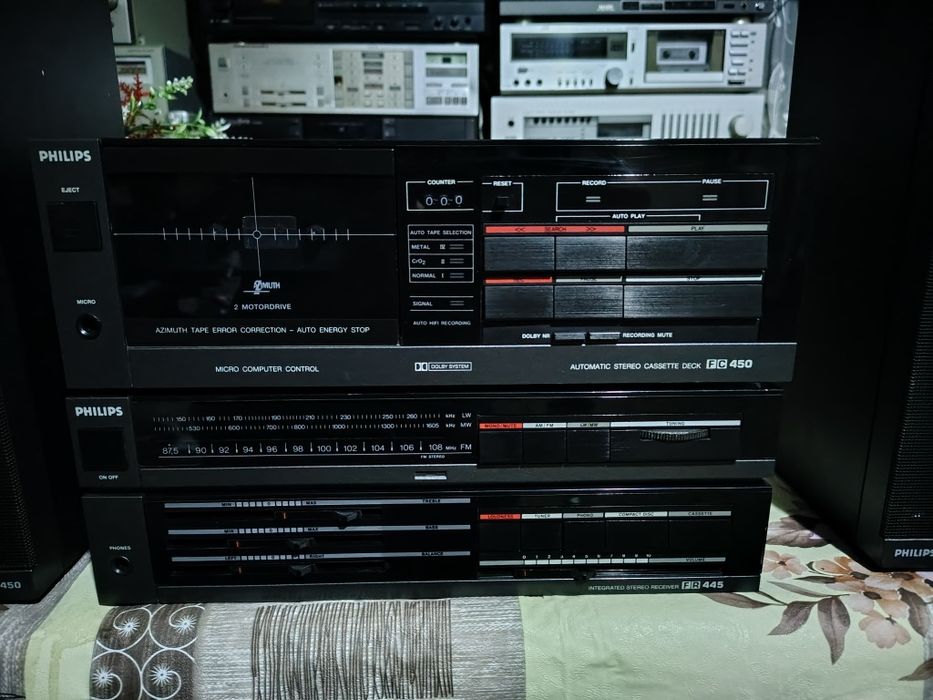 Комплект ресивер PHILIPS FR 445 та касетна дека FC 450 з акустикою