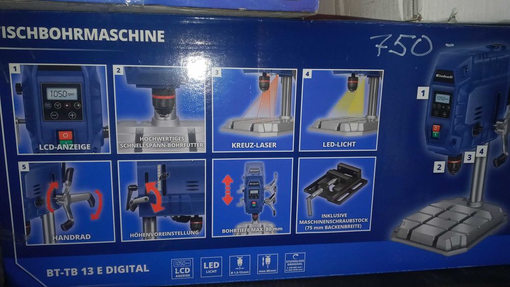 Wiertarka Stołowa skok 80mm Einhell,Laser,imadło od SerwisGarden