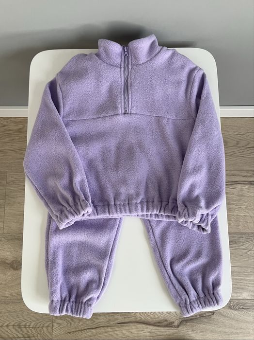 Теплий дитячий флісовий костюм рожевий, молочний, бежевий