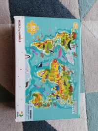 Puzzle mapa świata 80el