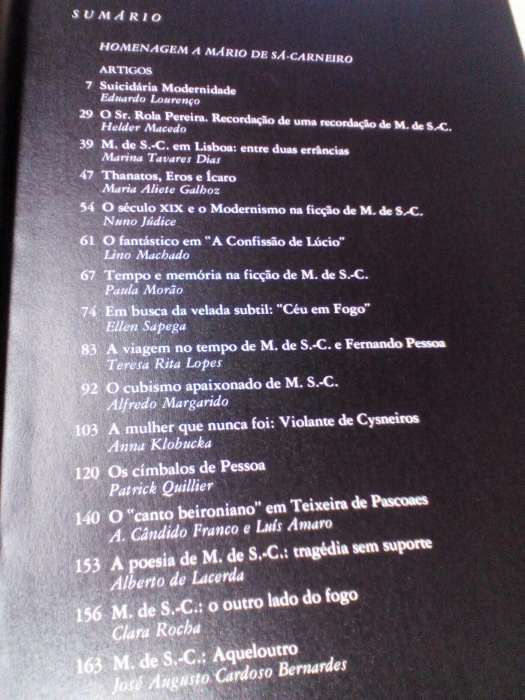 Mário de Sá Carneiro: Revista Colóquio Letras 116/ 117.