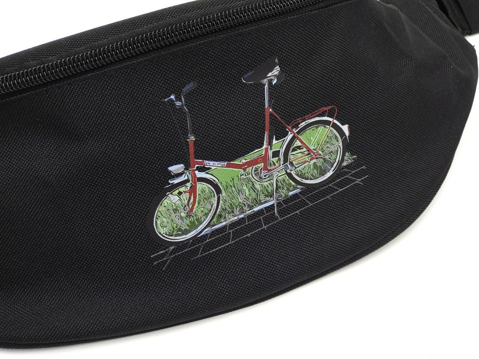 NOWA Nerka z nadrukiem roweru Wigry 3 czarna saszetka torebka PRL
