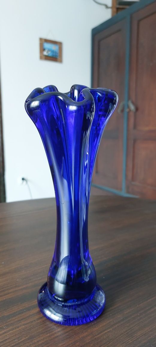 Kobaltowy granatowy wazon vintage prl