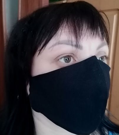 Многоразовые защитные маски для лица чёрные (cotton резинка)