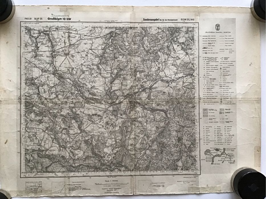 Gowidlino pow. Kartuzy Prusy - stara mapa na niem. oryginale z 1928r.