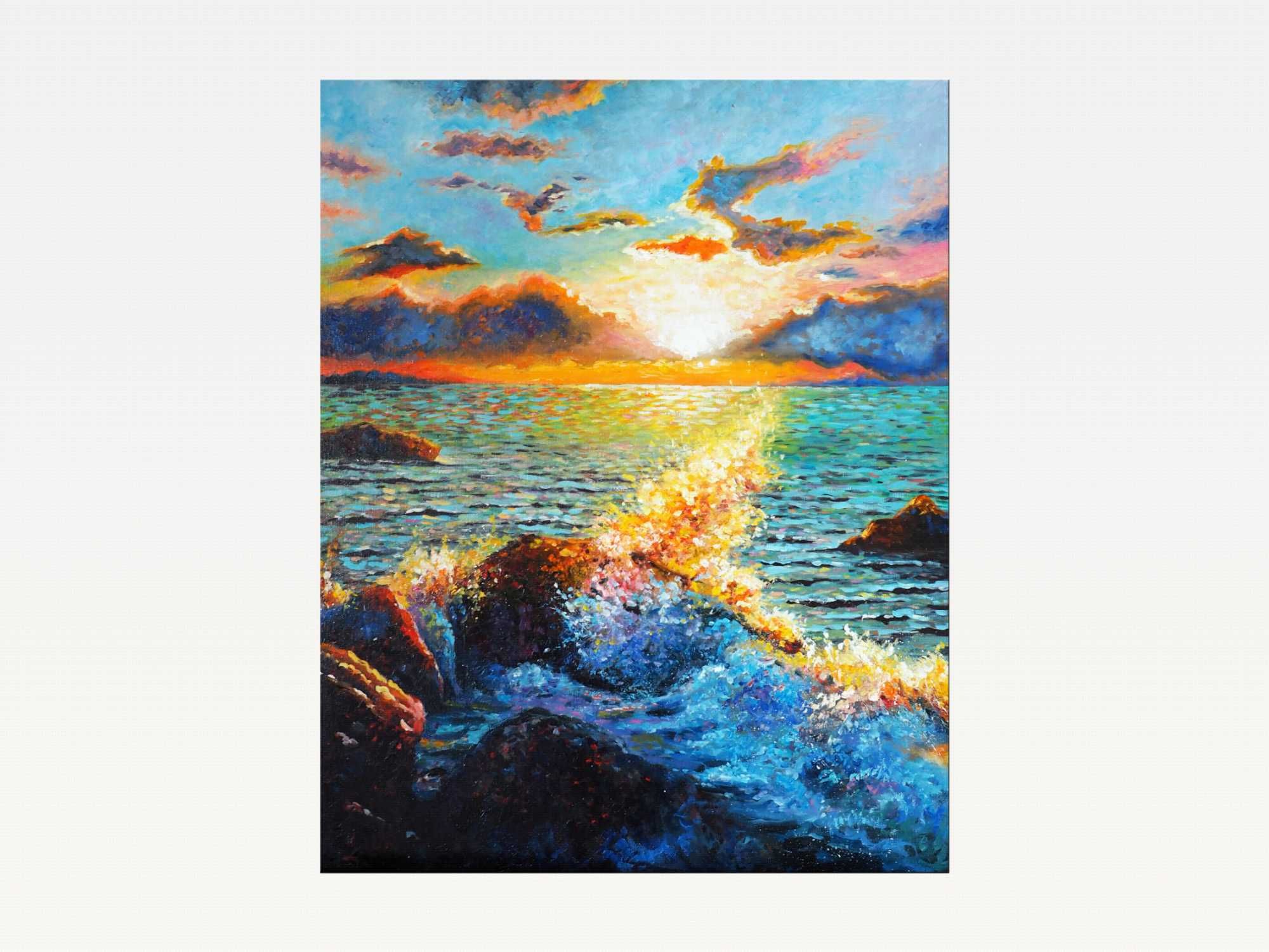 Картина "Морський захід сонця" полотно/олія 40х50 см