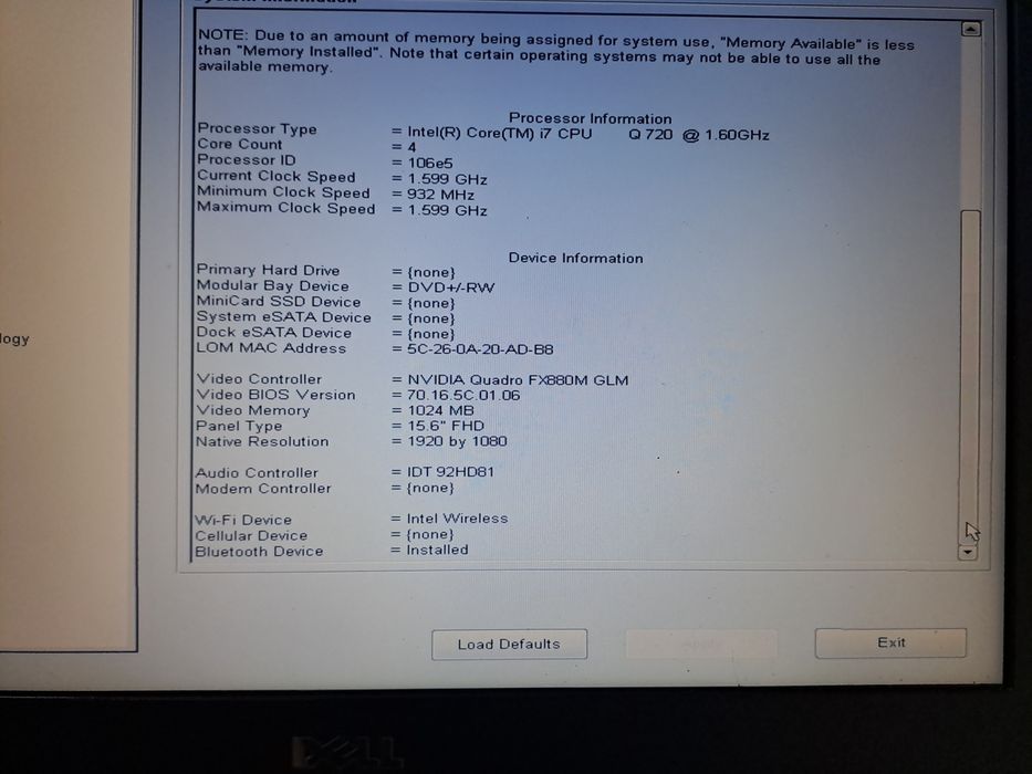 Dell Precision M4500 по запчастинах