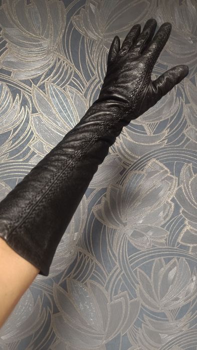 Шкіряні рукавички довгі