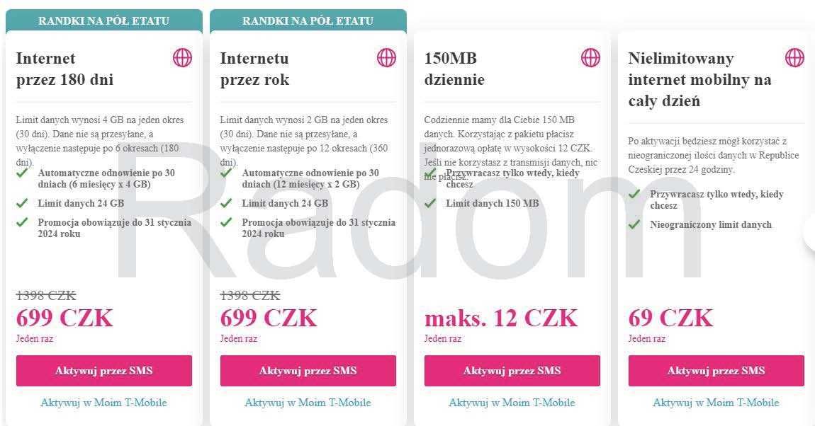 Czechy sim karta T-mobile 10kc saldo nowe czeskie startery