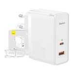 Ładowarka Sieciowa Baseus Gan5 Pro, Usb-C + Usb, 100W + Kabel (Biała)