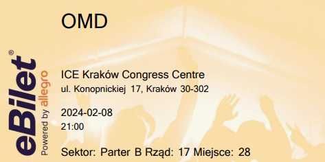 Dwa bilety Omd w Krakowie - 08.02.2024