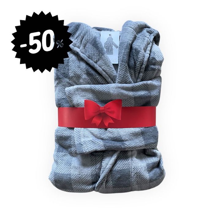 Szlafrok męski Envie Leo szary w kratkę XL/XXL – nowy, z metką