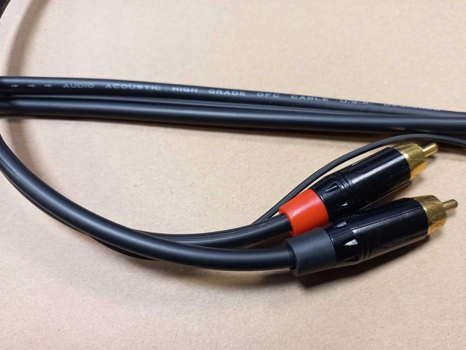 Kabel do gramofonu / interkonekt Phono RCA Hi-Fi z uziemieniem 1,5m