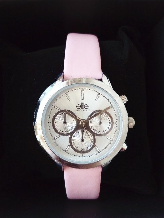 Nowy zegarek ELITE różowy skórzany pasek