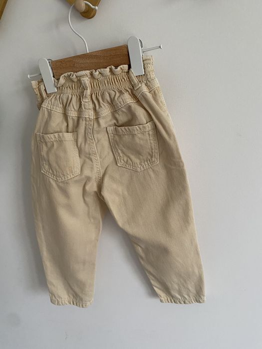 Spodnie zara 86 morelowe wysoki stan paperbag