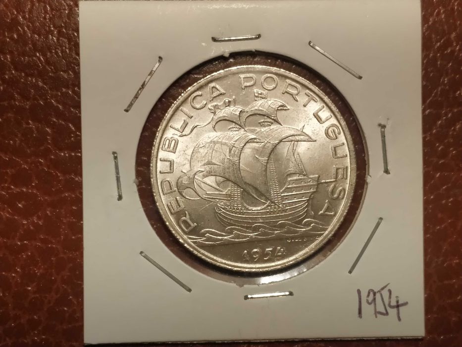 A34 Moeda em prata de 10 escudos de 1954 (barcos) - Portugal