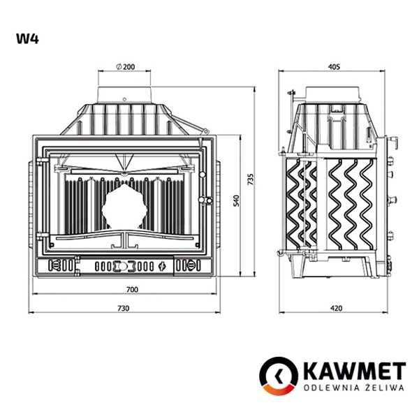 Камінна топка Kawmet w-4 (14,5 kw) БЕЗПЛАТНА ДОСТАВКА