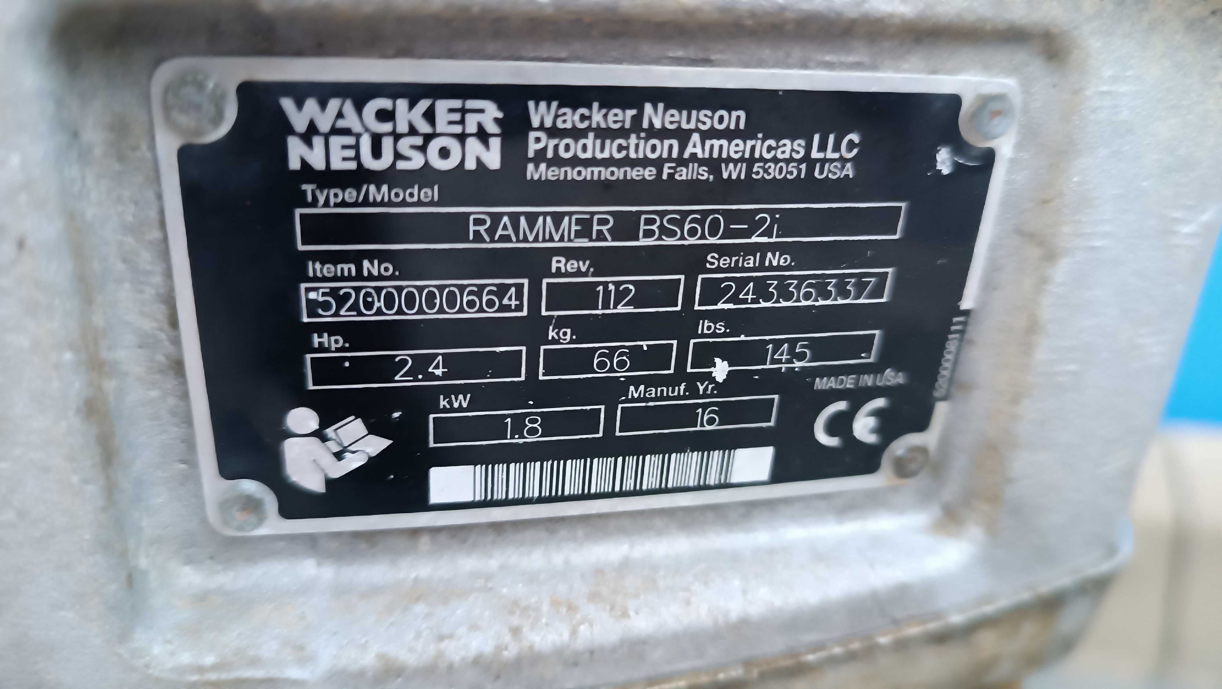 Skoczek WACKER NEUSON BS 60-2 / 16r! |  50-4 , 60-4 AMMANN ACR 68