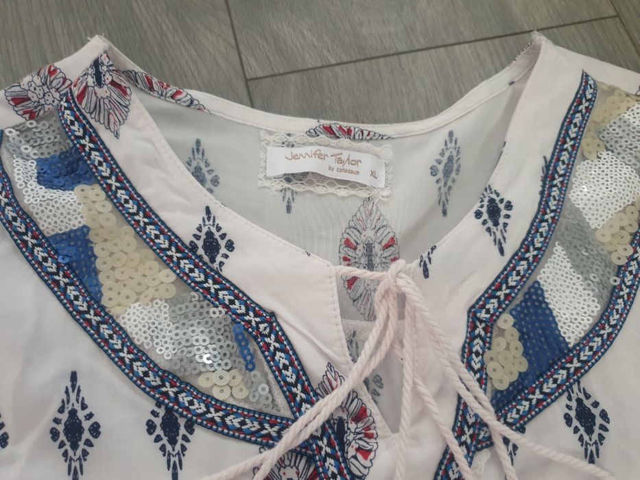 Koszula bluzka damska XL boho biała letnia Jenifer Taylor