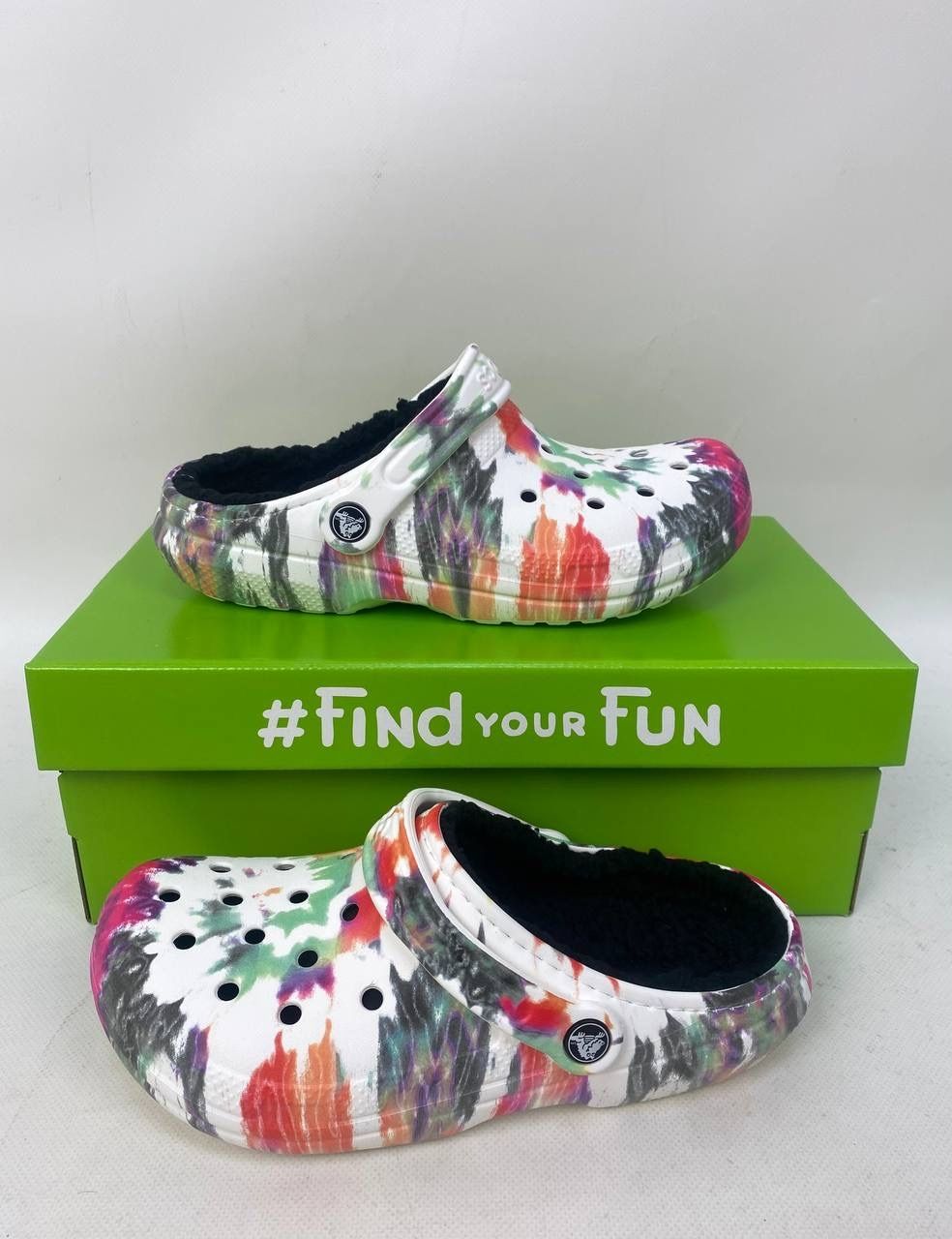 Жіночі теплі сабо Crocs Baya Lined Tiedye різнокольорові крокси