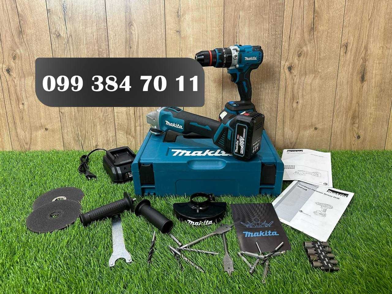 Акумуляторний Набір 2в1 Makita Болгарка DGA554 BL Шуруповерт DHP485 BL