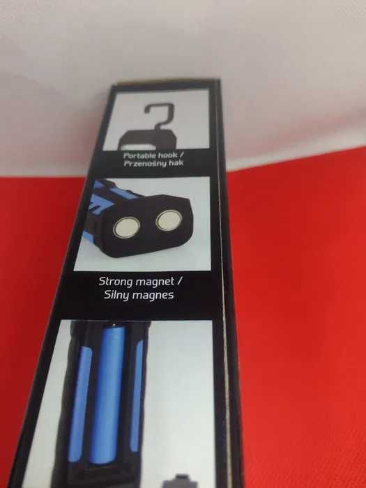 Lampa warsztatowa COB latarka LED magnes aku ładowarka hak namiot