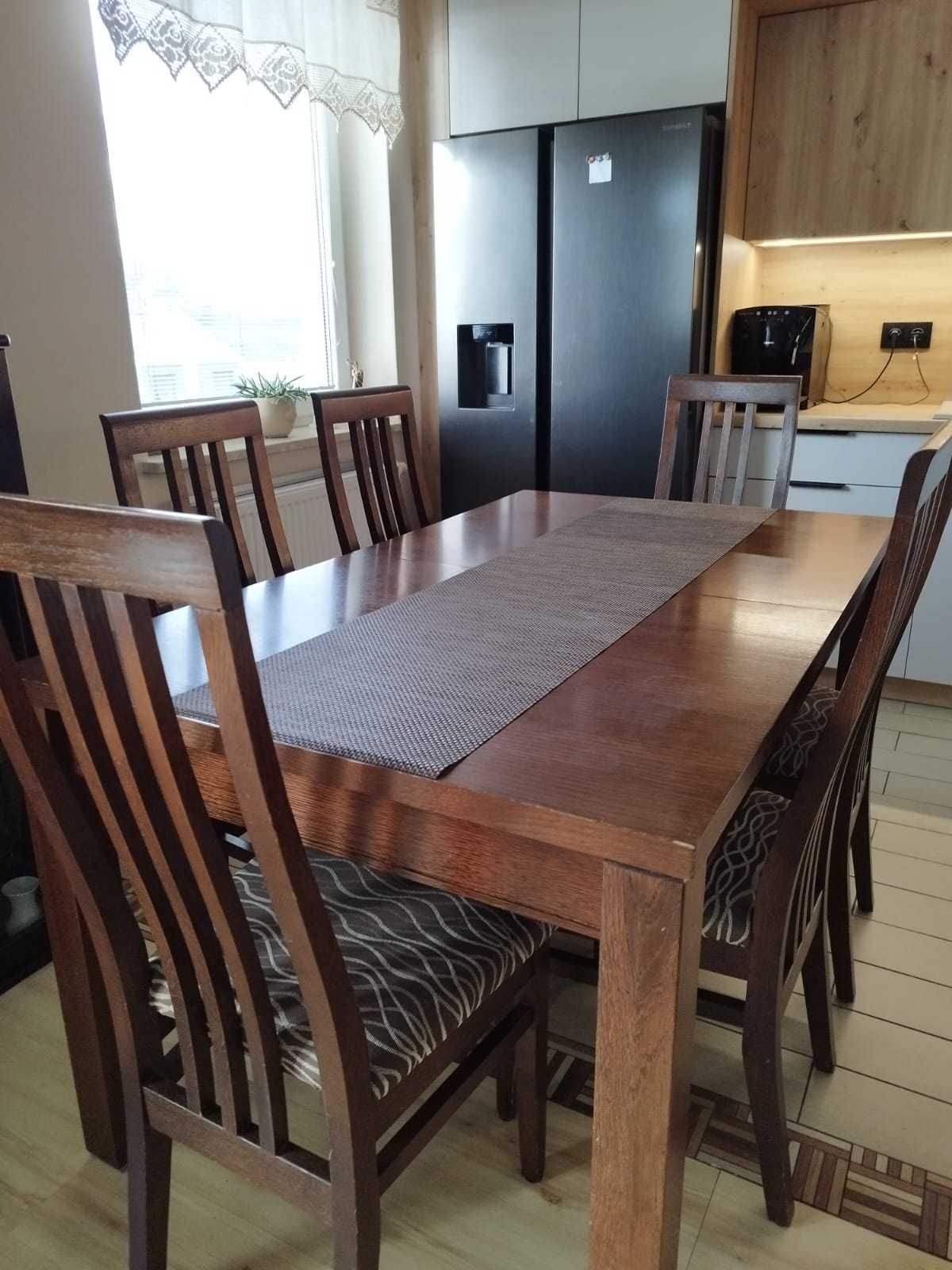Stół drewniany 150/90 wenge + 6 krzeseł
