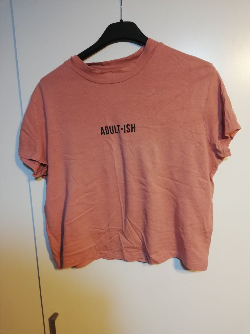 T-shirt koszulka różowa cropp croptop