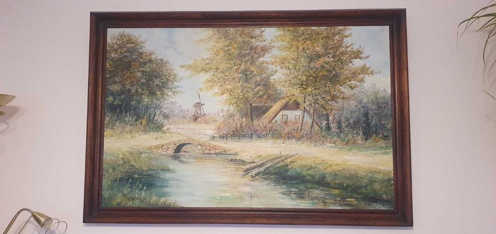 Pejzaż, duży obraz olejny, 158x105