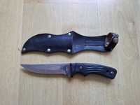 Stary Solidny nóż 12cm obozowy turystyczny w skórzanym pokrowcu CHRL