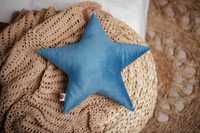 poduszka gwiazdka welurowa nebieska